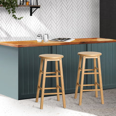 Artiss Set of 2 Beech Wood Backless Bar Stools - Natural Furniture > Bar Stools & Chairs BA-G-7033-NTX2 Online Furniture