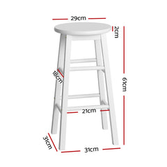 Artiss Set of 2 Beech Wood Backless Bar Stools - White Furniture > Bar Stools & Chairs BA-G-7033-WHX2 Online Furniture