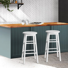 Artiss Set of 2 Beech Wood Backless Bar Stools - White Furniture > Bar Stools & Chairs BA-G-7033-WHX2 Online Furniture