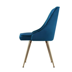 Artiss Set of 2 Dining Chairs Retro Chair Cafe Kitchen Modern Metal Legs Velvet Blue - ozily