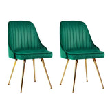 Artiss Set of 2 Dining Chairs Retro Chair Cafe Kitchen Modern Metal Legs Velvet Green