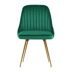 Artiss Set of 2 Dining Chairs Retro Chair Cafe Kitchen Modern Metal Legs Velvet Green - ozily