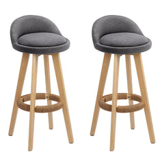 Artiss Set of 2 Fabric Backrest Bar Stools - Grey Furniture > Bar Stools & Chairs BENT-C-9004H-GYX2 Online Furniture