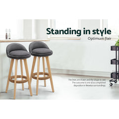 Artiss Set of 2 Fabric Backrest Bar Stools - Grey Furniture > Bar Stools & Chairs BENT-C-9004H-GYX2 Online Furniture