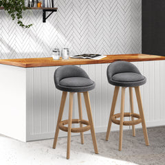 Artiss Set of 2 Fabric Backrest Bar Stools - Grey Furniture > Bar Stools & Chairs BENT-C-9004H-GYX2 Online Furniture