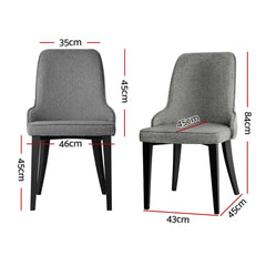 Artiss Set of 2 Fabric Dining Chairs - Grey Furniture > Dining BA-TW-V17-DIN5901-GYX2 Online Furniture