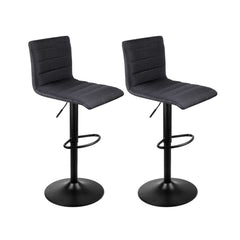 Artiss Set of 2 Faux Linen Bar Stools - Black Furniture > Bar Stools & Chairs BA-TW-V17-1168-BKX2 Online Furniture