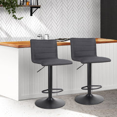 Artiss Set of 2 Faux Linen Bar Stools - Black Furniture > Bar Stools & Chairs BA-TW-V17-1168-BKX2 Online Furniture