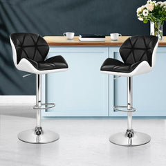 Artiss Set of 2 Kitchen Bar Stools - White, Black and Chrome - ozily