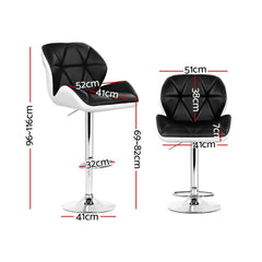 Artiss Set of 2 Kitchen Bar Stools - White, Black and Chrome - ozily