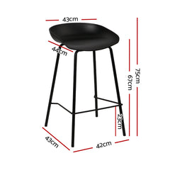 Artiss Set of 2 Metal Bar Stools - Black Furniture > Bar Stools & Chairs BA-BB-BAR-8319-BKX2 Online Furniture