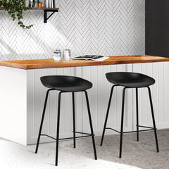 Artiss Set of 2 Metal Bar Stools - Black Furniture > Bar Stools & Chairs BA-BB-BAR-8319-BKX2 Online Furniture