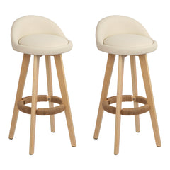 Artiss Set of 2 PU Leather Backrest Bar Stools - Beige Furniture > Bar Stools & Chairs BENT-C-9004H-BGX2 Online Furniture