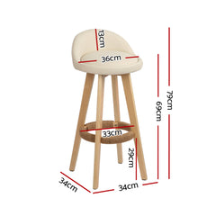 Artiss Set of 2 PU Leather Backrest Bar Stools - Beige Furniture > Bar Stools & Chairs BENT-C-9004H-BGX2 Online Furniture