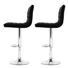 Artiss Set of 2 PU Leather Bar Stools Padded Line Style - Black Furniture > Bar Stools & Chairs BA-TW-NEWT710N-BK-X2 Online Furniture