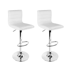 Artiss Set of 2 PU Leather Bar Stools Padded Line Style - White Furniture > Bar Stools & Chairs BA-TW-NEWT710N-WH-X2 Online Furniture