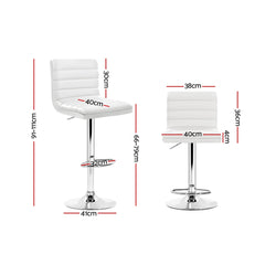 Artiss Set of 2 PU Leather Bar Stools Padded Line Style - White Furniture > Bar Stools & Chairs BA-TW-NEWT710N-WH-X2 Online Furniture