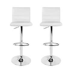 Artiss Set of 2 PU Leather Bar Stools Padded Line Style - White Furniture > Bar Stools & Chairs BA-TW-NEWT710N-WH-X2 Online Furniture