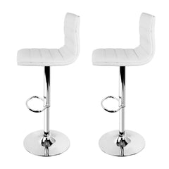 Artiss Set of 2 PU Leather Bar Stools Padded Line Style - White Furniture > Bar Stools & Chairs BA-TW-NEWT710N-WH-X2 Online Furniture