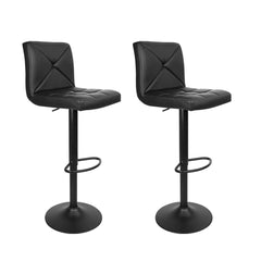 Artiss Set of 2 PU Leather Gas Lift Bar Stools - Black Furniture > Bar Stools & Chairs BA-TW-1536-BKX2 Online Furniture