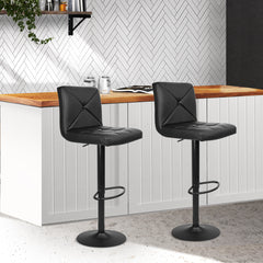 Artiss Set of 2 PU Leather Gas Lift Bar Stools - Black Furniture > Bar Stools & Chairs BA-TW-1536-BKX2 Online Furniture