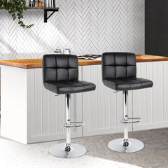 Artiss Set of 2 PU Leather Gas Lift Bar Stools - Black Furniture > Bar Stools & Chairs BA-TW-NEW1055-BKX2 Online Furniture