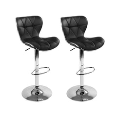 Artiss Set of 2 PU Leather Patterned Bar Stools - Black and Chrome Furniture > Bar Stools & Chairs BA-TW-NEW4045-BKX2 Online Furniture