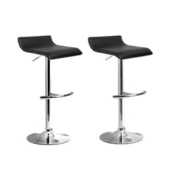 Artiss Set of 2 PU Leather Wave Style Bar Stools - Black Furniture > Bar Stools & Chairs BA-TW-NEWT706-BK-X2 Online Furniture