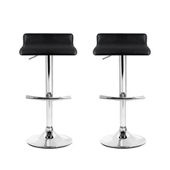 Artiss Set of 2 PU Leather Wave Style Bar Stools - Black Furniture > Bar Stools & Chairs BA-TW-NEWT706-BK-X2 Online Furniture