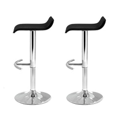 Artiss Set of 2 PU Leather Wave Style Bar Stools - Black Furniture > Bar Stools & Chairs BA-TW-NEWT706-BK-X2 Online Furniture