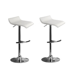 Artiss Set of 2 PU Leather Wave Style Bar Stools - White Furniture > Bar Stools & Chairs BA-TW-NEWT706-WH-X2 Online Furniture