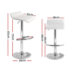 Artiss Set of 2 PU Leather Wave Style Bar Stools - White Furniture > Bar Stools & Chairs BA-TW-NEWT706-WH-X2 Online Furniture