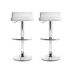 Artiss Set of 2 PU Leather Wave Style Bar Stools - White Furniture > Bar Stools & Chairs BA-TW-NEWT706-WH-X2 Online Furniture