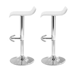 Artiss Set of 2 PU Leather Wave Style Bar Stools - White Furniture > Bar Stools & Chairs BA-TW-NEWT706-WH-X2 Online Furniture