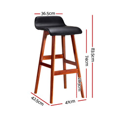 Artiss Set of 2 PU Leather Wood Wave Style Bar Stool - Black Furniture > Bar Stools & Chairs BENT-C-077-BKX2 Online Furniture