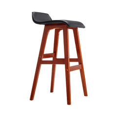 Artiss Set of 2 PU Leather Wood Wave Style Bar Stool - Black Furniture > Bar Stools & Chairs BENT-C-077-BKX2 Online Furniture