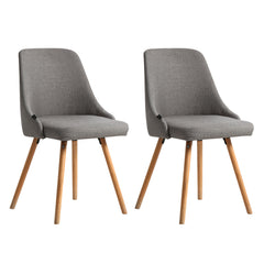 Artiss Set of 2 Replica Dining Chairs Beech Wooden Timber Chair Kitchen Fabric Grey Furniture > Dining UPHO-D-DIN203A-GYX2 Online Furniture