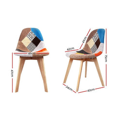 Artiss Set of 2 Retro Beech Fabric Dining Chair - Multi Colour - ozily