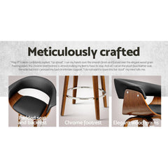 Artiss Set of 2 Swivel PU Leather Bar Stool - Wood and Black - ozily