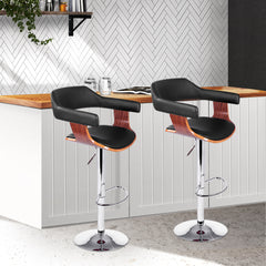 Artiss Set of 2 Wooden Bar Stool - Black and Wood Furniture BA-TW-8006A-BKX2 Online Furniture