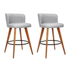 Artiss Set of 2 Wooden Fabric Bar Stools Circular Footrest - Light Grey Furniture > Bar Stools & Chairs BA-TW-8126-LI-GYX2 Online Furniture