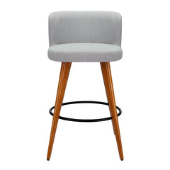 Artiss Set of 2 Wooden Fabric Bar Stools Circular Footrest - Light Grey Furniture > Bar Stools & Chairs BA-TW-8126-LI-GYX2 Online Furniture