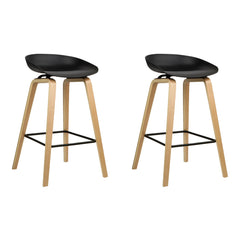 Artiss Set of 2 Wooden Square Footrest Bar Stools - Black Furniture > Bar Stools & Chairs BA-TW-8801-BKX2 Online Furniture