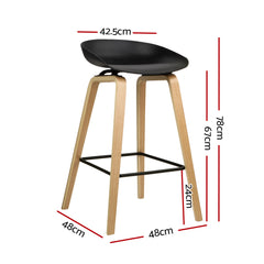 Artiss Set of 2 Wooden Square Footrest Bar Stools - Black Furniture > Bar Stools & Chairs BA-TW-8801-BKX2 Online Furniture