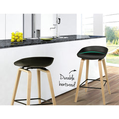 Artiss Set of 2 Wooden Square Footrest Bar Stools - Black Furniture > Bar Stools & Chairs BA-TW-8801-BKX2 Online Furniture