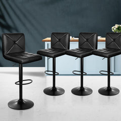 Artiss Set of 4 Bar Stools PU Leather Criss Cross Style - Black - ozily