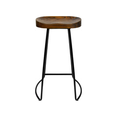 Artiss Set of 4 Elm Wood Backless Bar Stools 65cm - Black and Dark Natural Furniture BA-TW-9090-H65-BKX4 Online Furniture