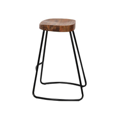 Artiss Set of 4 Elm Wood Backless Bar Stools 65cm - Black and Dark Natural Furniture BA-TW-9090-H65-BKX4 Online Furniture