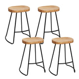 Artiss Set of 4 Elm Wood Backless Bar Stools 65cm - Black and Light Natural