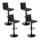 Artiss Set of 4 Faux Linen Bar Stools - Black